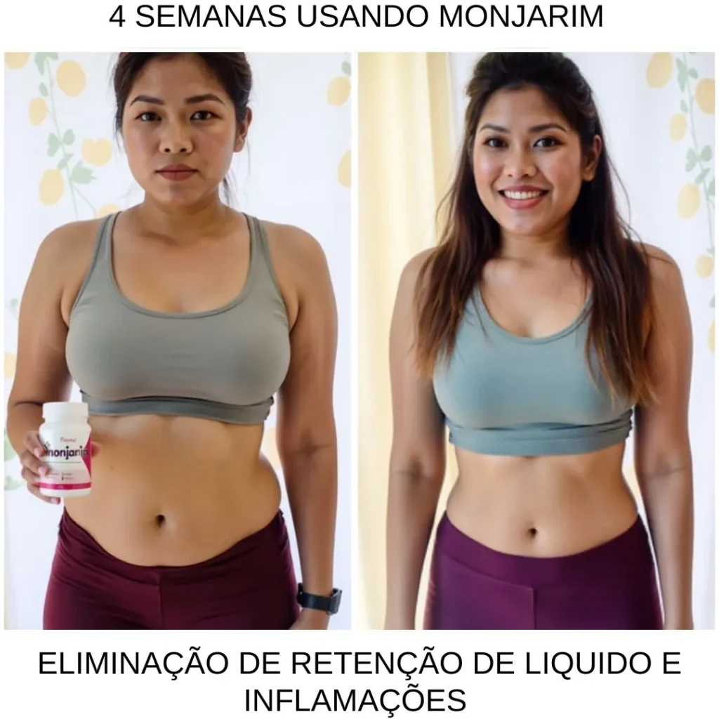 Resultado de 4 semanas usando Monjarim — eliminação de retenção de líquido e inflamações